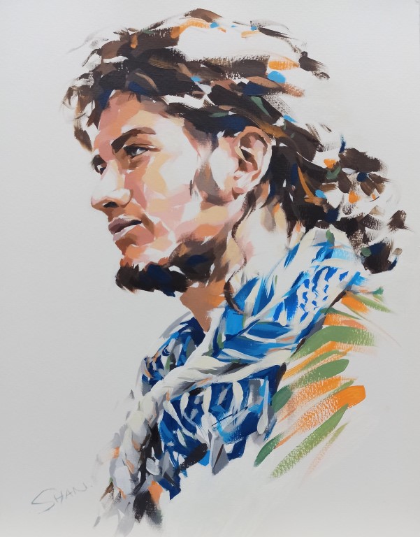 ethnic, man, Man Portrait 02, Acrylic on paper, painting, Yap Wen Shan